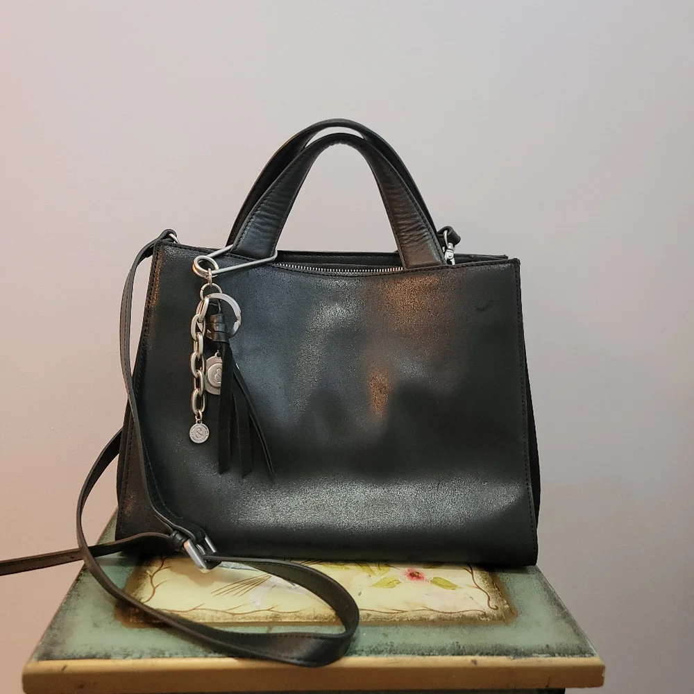 Treasure & Bond Black Leather and Suede Top Handle / Shoulder Bag - Picture 1 of 13